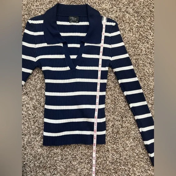 Milk And Honey Knitwear Blue And White striped Top Size M (0714) - Picture 7 of 13